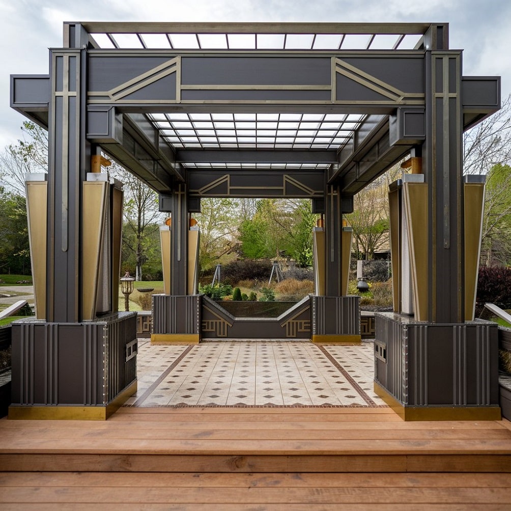 Art Deco Pergola with Bold Geometric Shapes