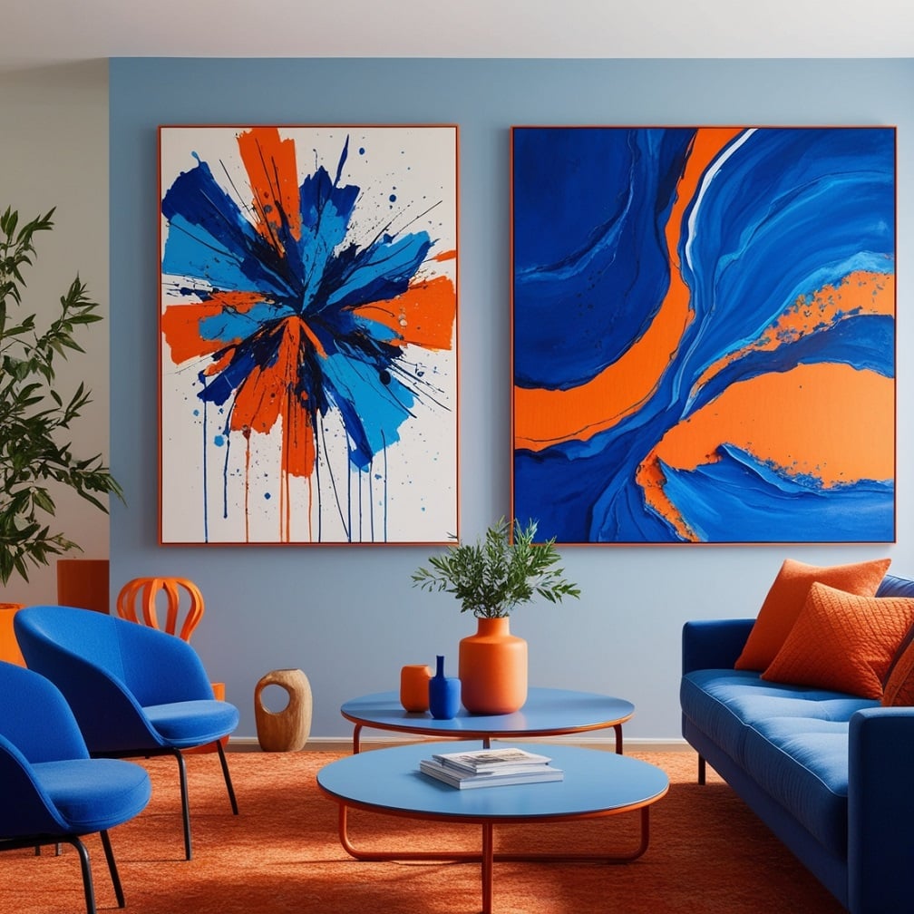 Artwork and Wall Decor in Blue and Orange