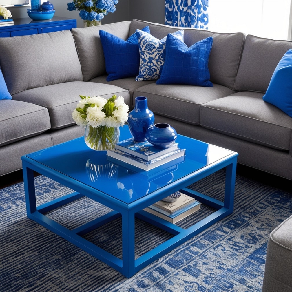 Blue Coffee Table as the Centerpiece