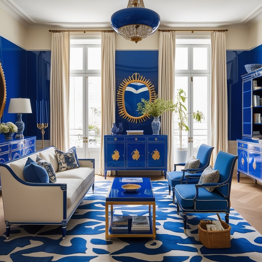 Blue Lacquered Furniture for a Bold Statement