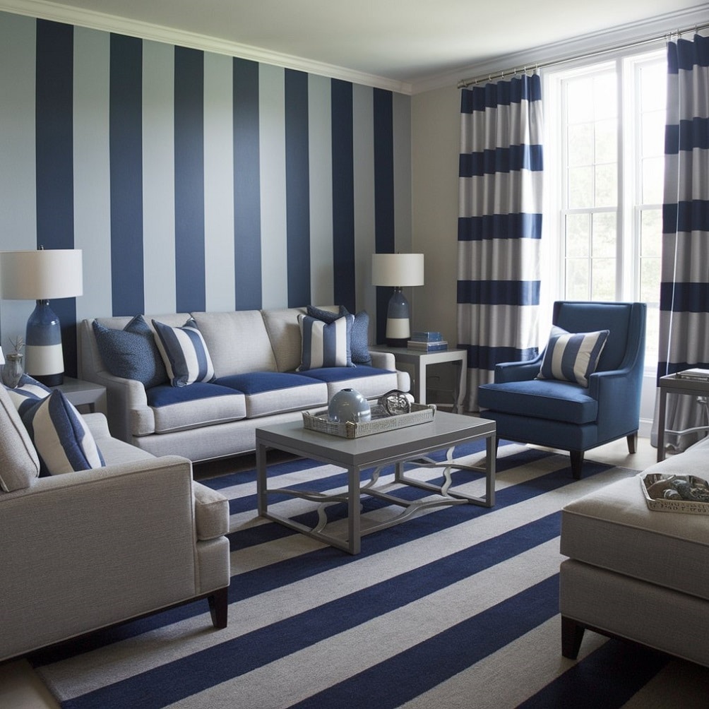 Blue and Gray Stripes for a Playful and Balanced Look