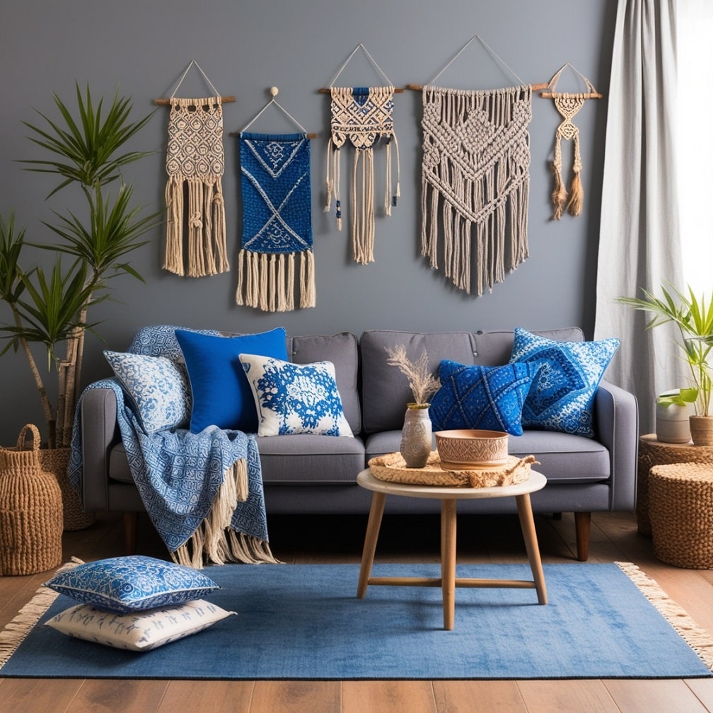 Bohemian Blue and Gray with Layered Textures and Patterns