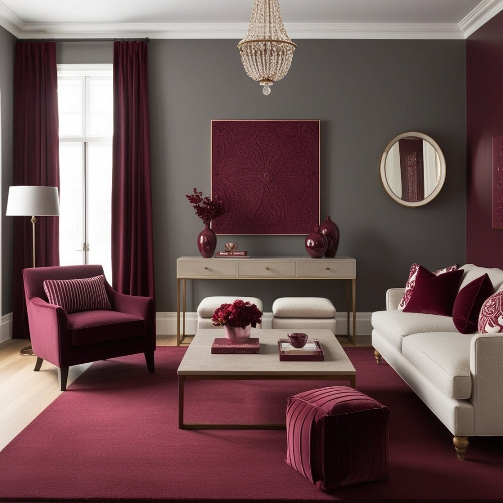 Burgundy as an Accent in Neutral Spaces