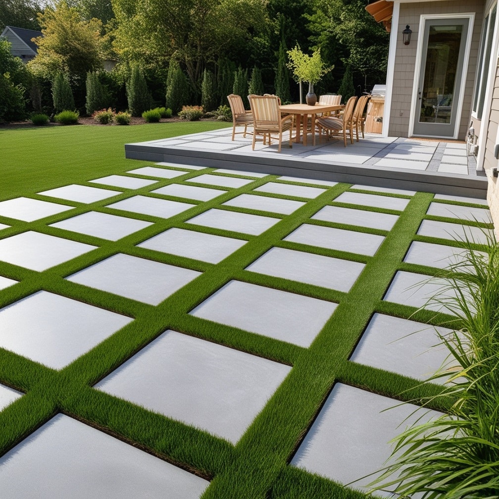 Concrete and Grass Interplay Incorporating Greenery