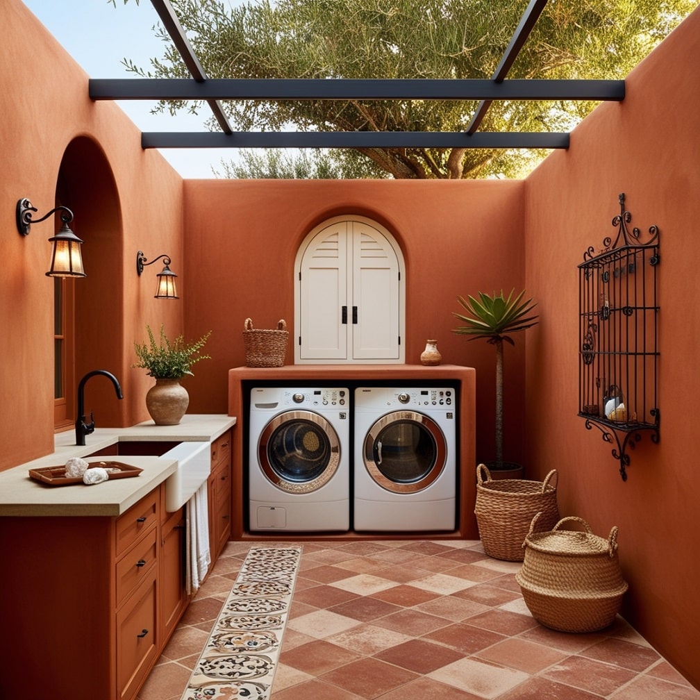 Mediterranean Inspired Laundry Space