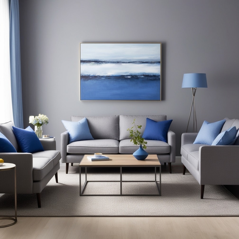 Minimalist Blue and Gray Decor with Clean Lines and Subtle Hues