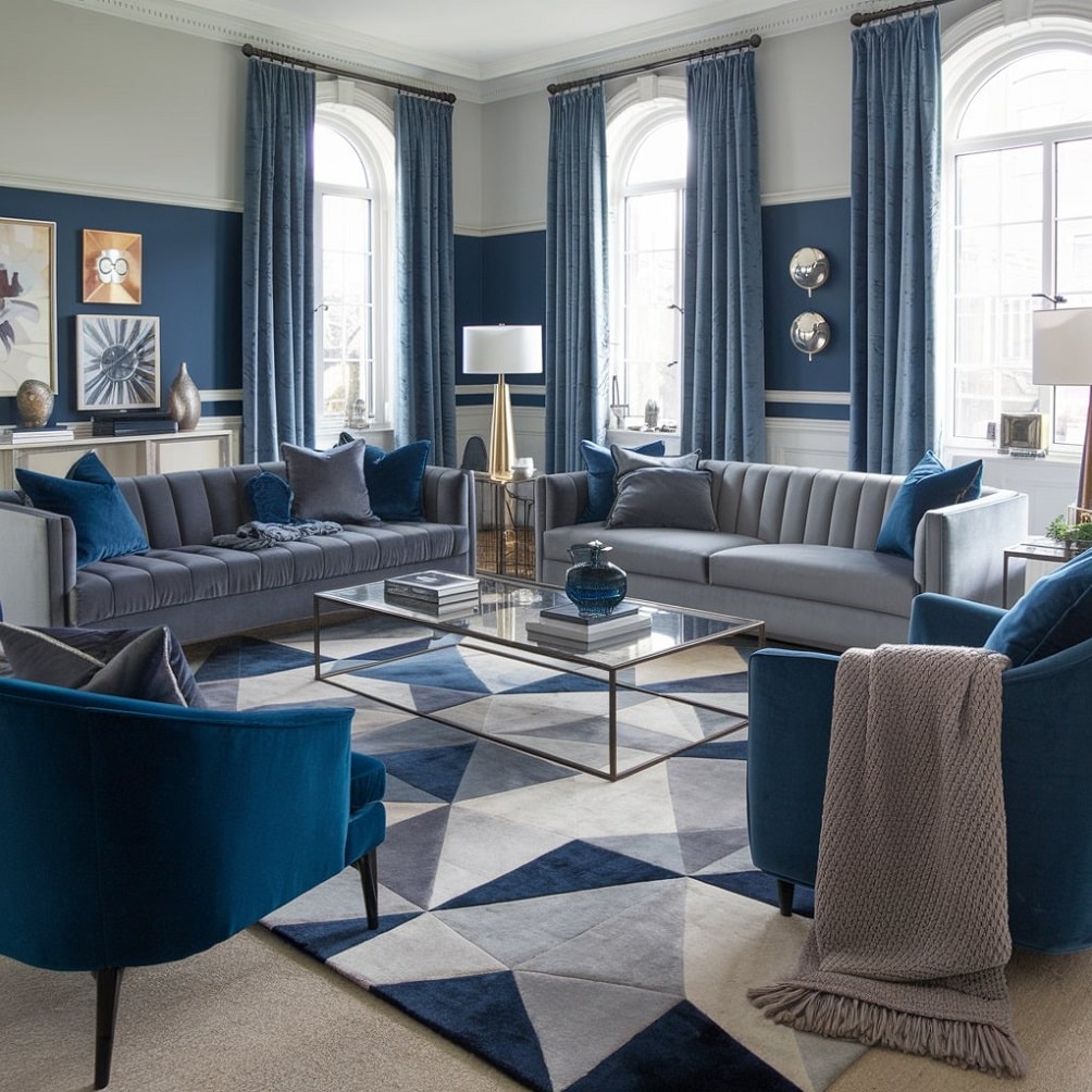 Mixed Velvet in Blue and Gray for Luxurious Comfort