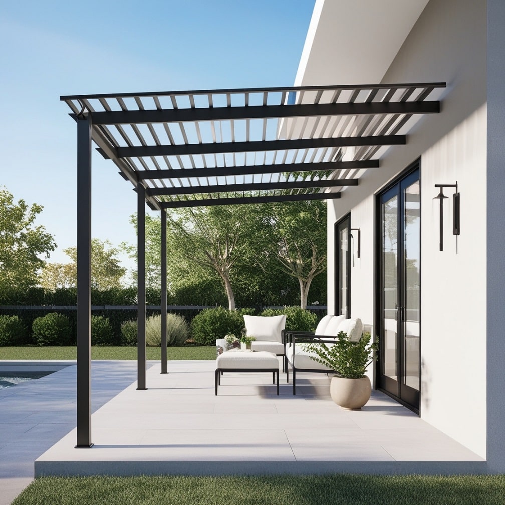 Modern Metal Pergola with Sleek Lines