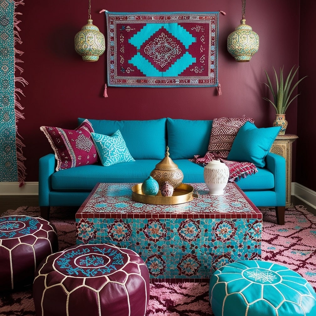 Moroccan-Inspired Burgundy and Turquoise