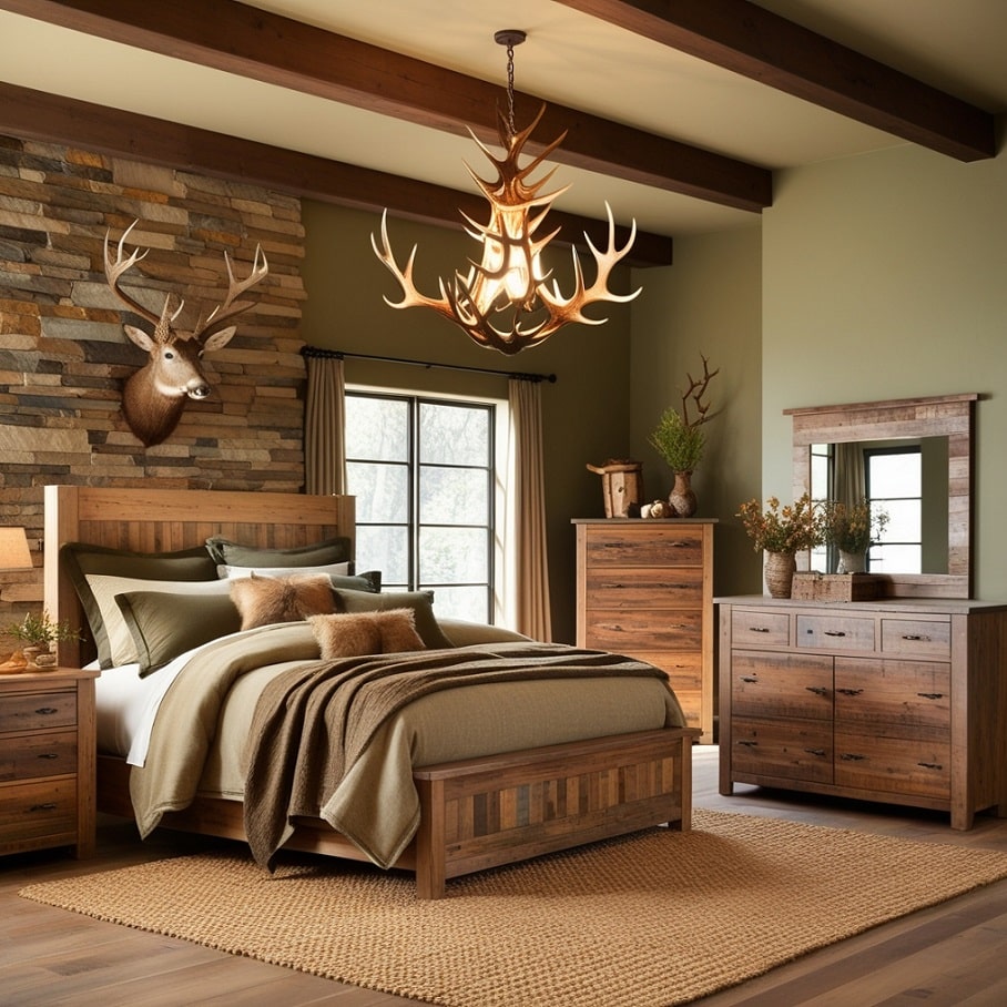 Mounted Deer Antlers for a Wilderness Feel