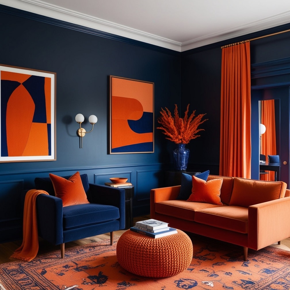 Navy and Burnt Orange Contrast