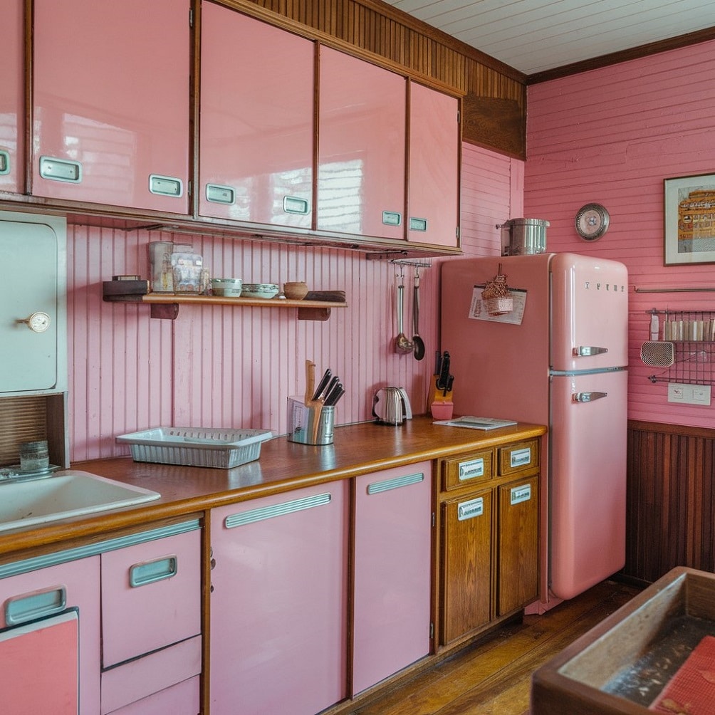 Pastel Pink and Wood Combination