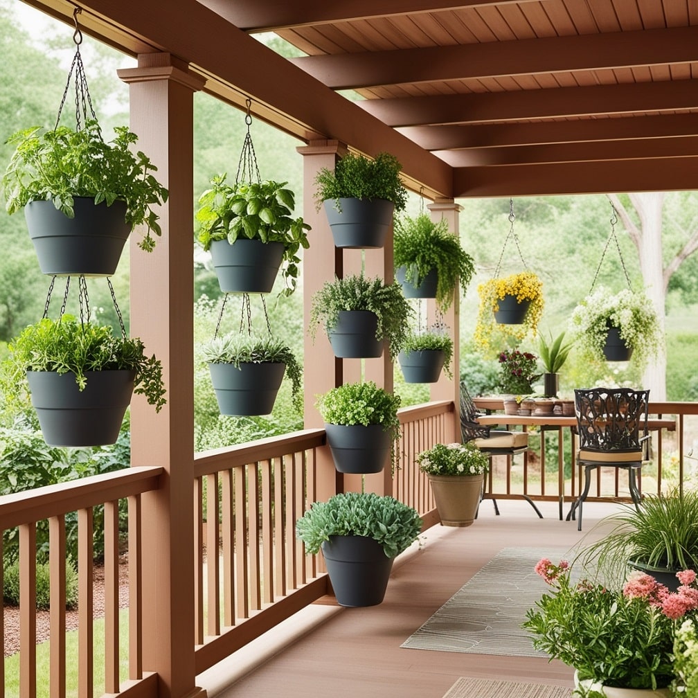 Pergola with Hanging Planters for a Garden Feel