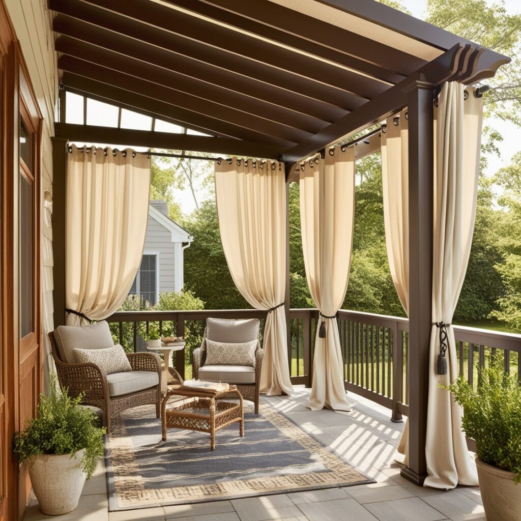 Pergola with Privacy Curtains for a Secluded Retreat