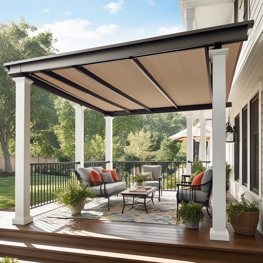 Pergola with Retractable Canopy for Adjustable Shade