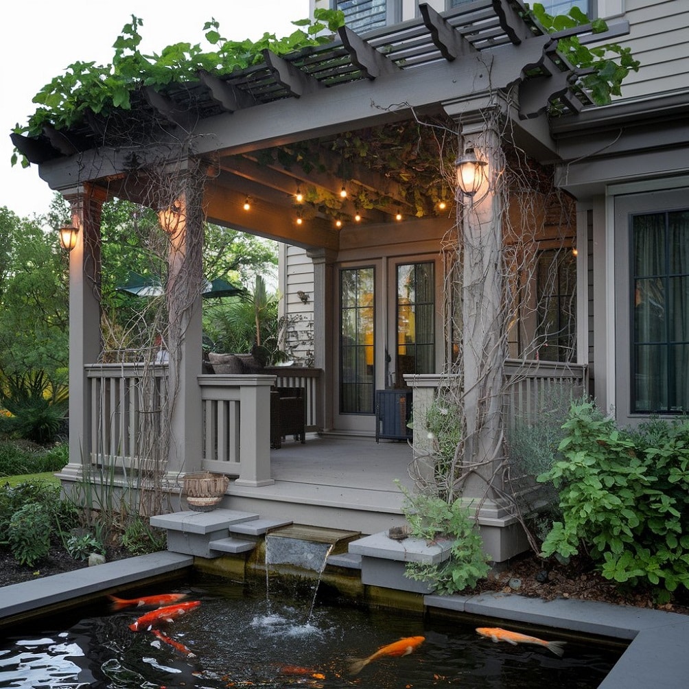 Pergola with a Water Feature for Tranquility