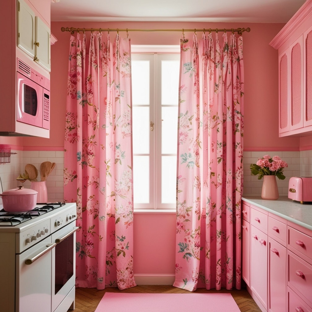 Pink Floral Curtains