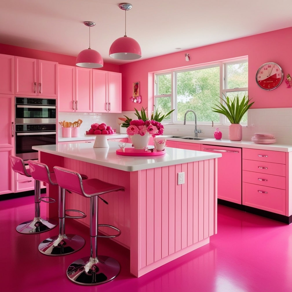 Pink Kitchen Island