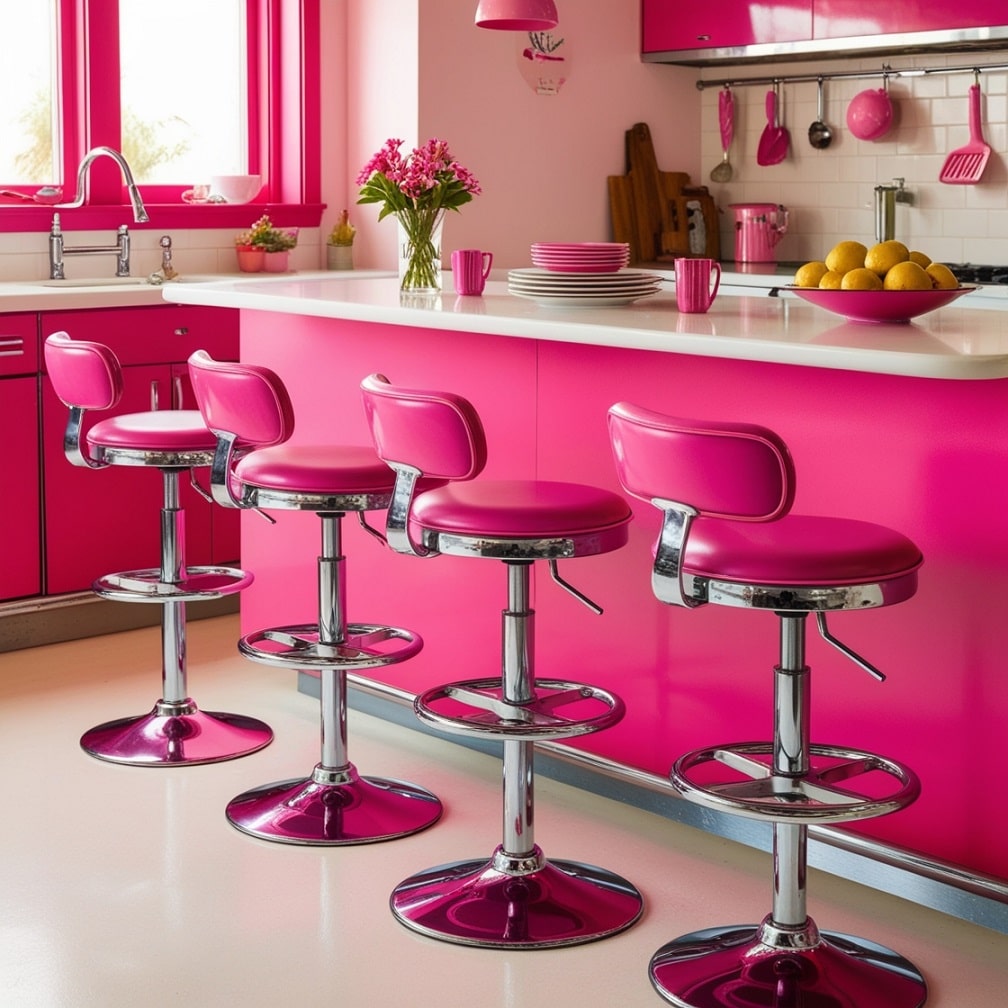 Retro Pink Bar Stools