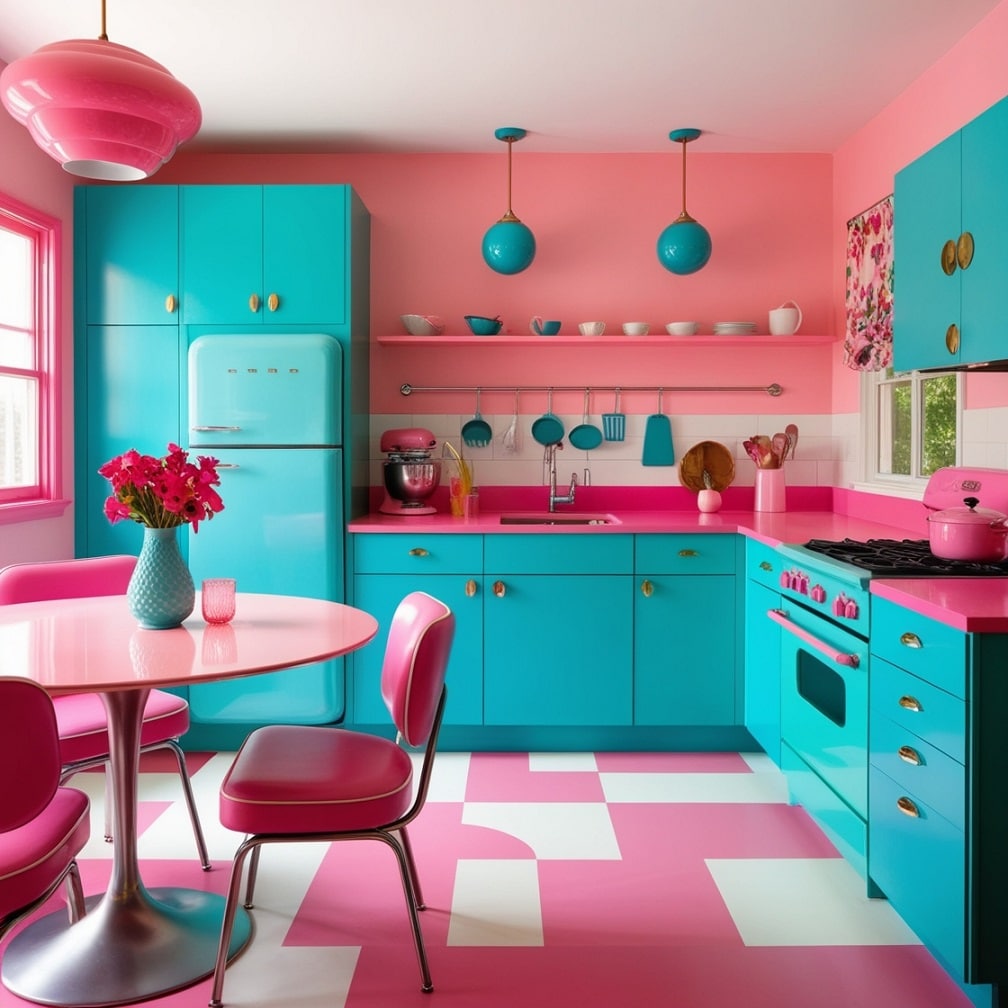 Retro Pink and Turquoise Color Mix