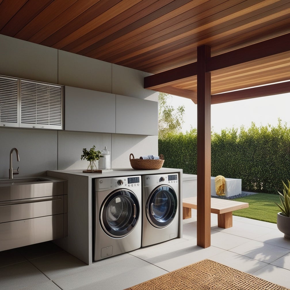 Sleek and Modern Minimalist Outdoor Laundry