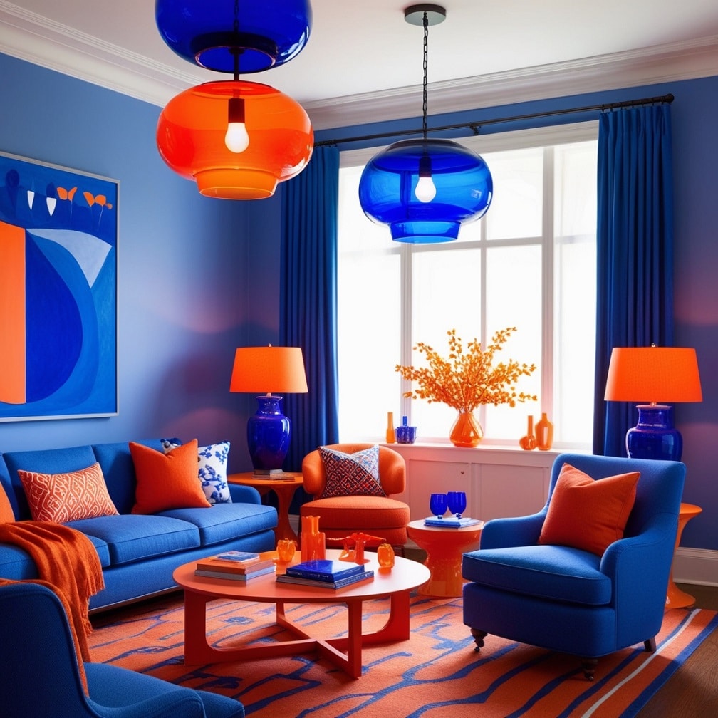 Statement Lighting in Blue and Orange