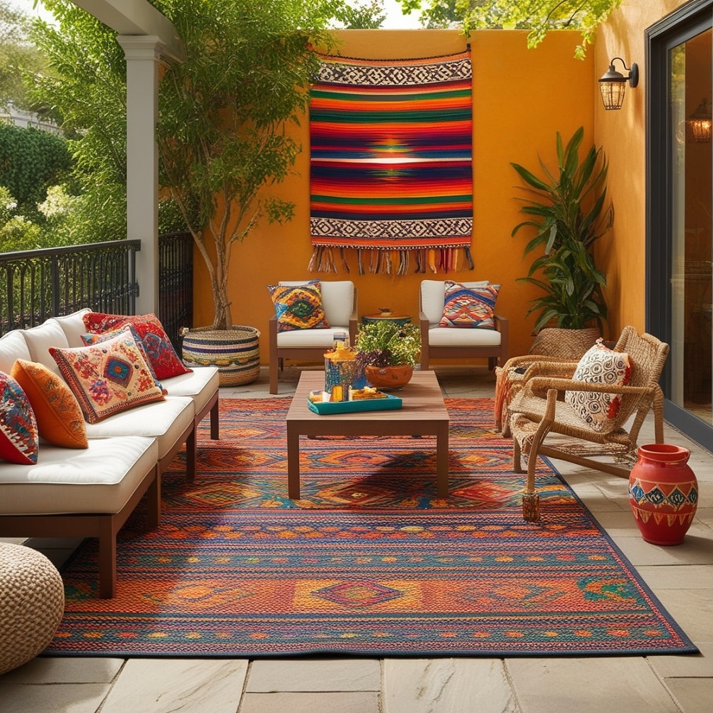 Underfoot Art Layering Colorful Outdoor Rugs