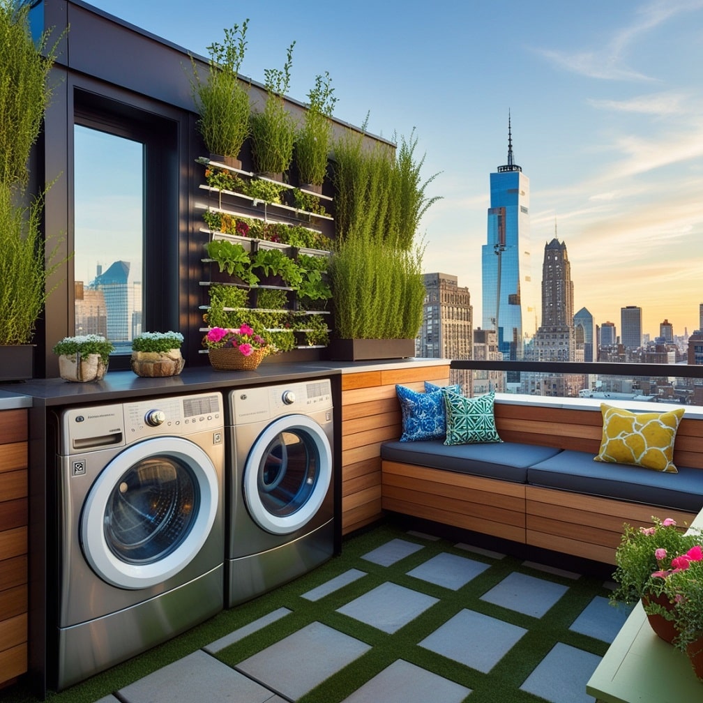 Urban Oasis Rooftop Laundry Garden