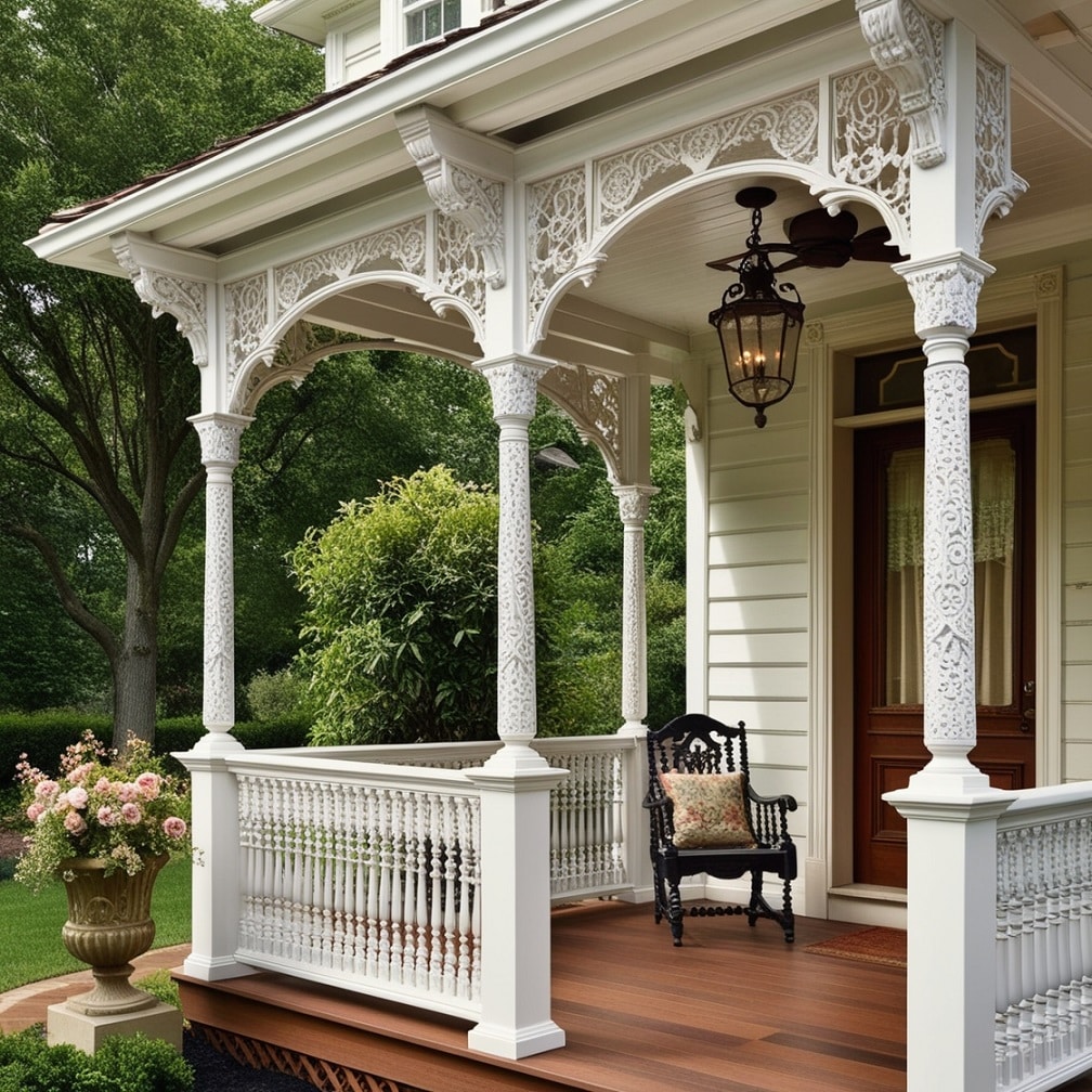 Victorian-Style Pergola with Intricate Detailing