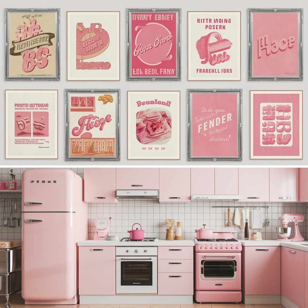 Vintage Posters with Pink Elements