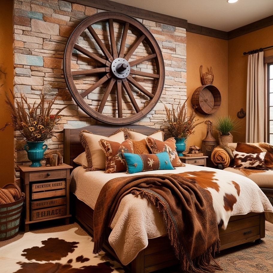 Wagon Wheel Décor for a Rustic Focal Point