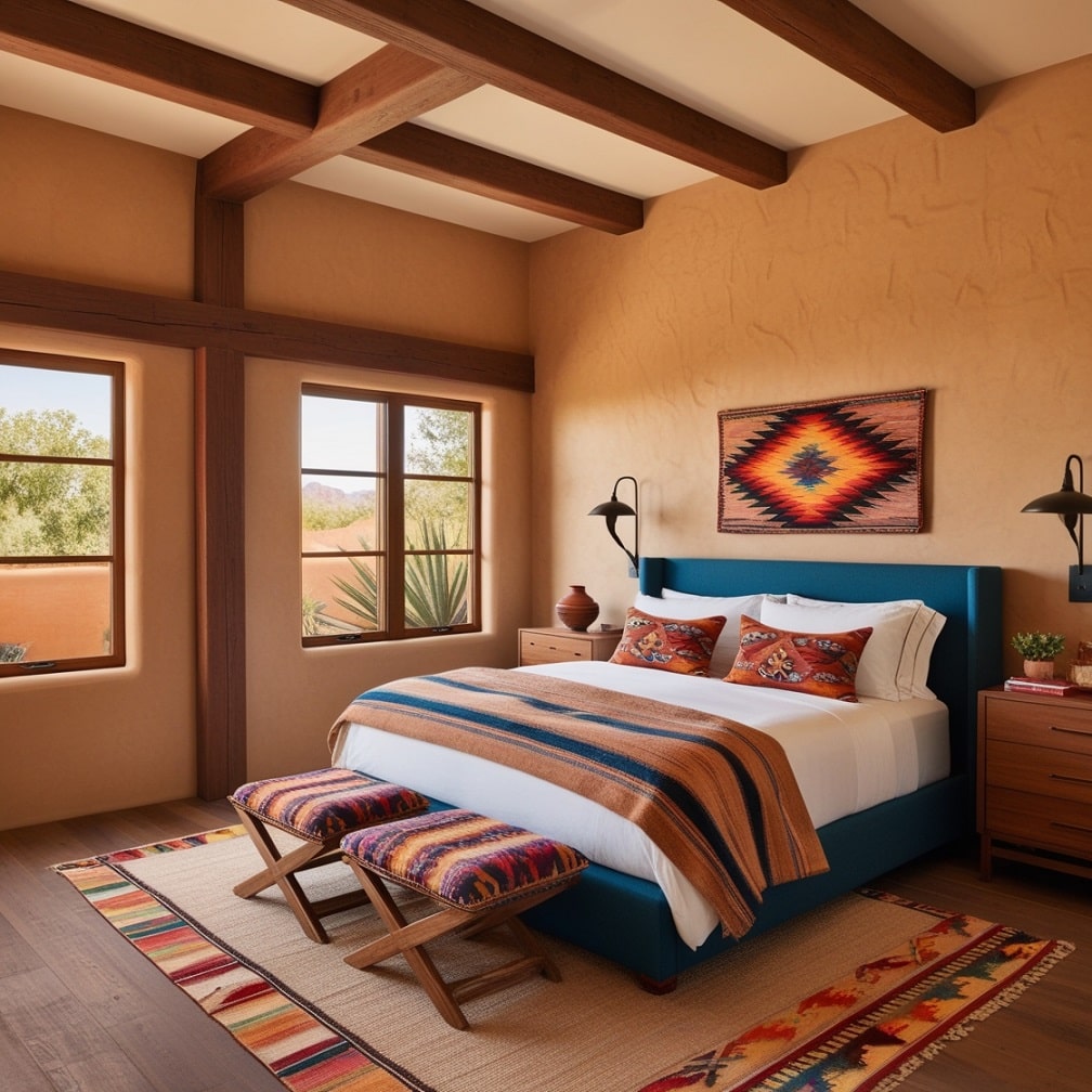 Adobe-Inspired Walls and Wooden Beams