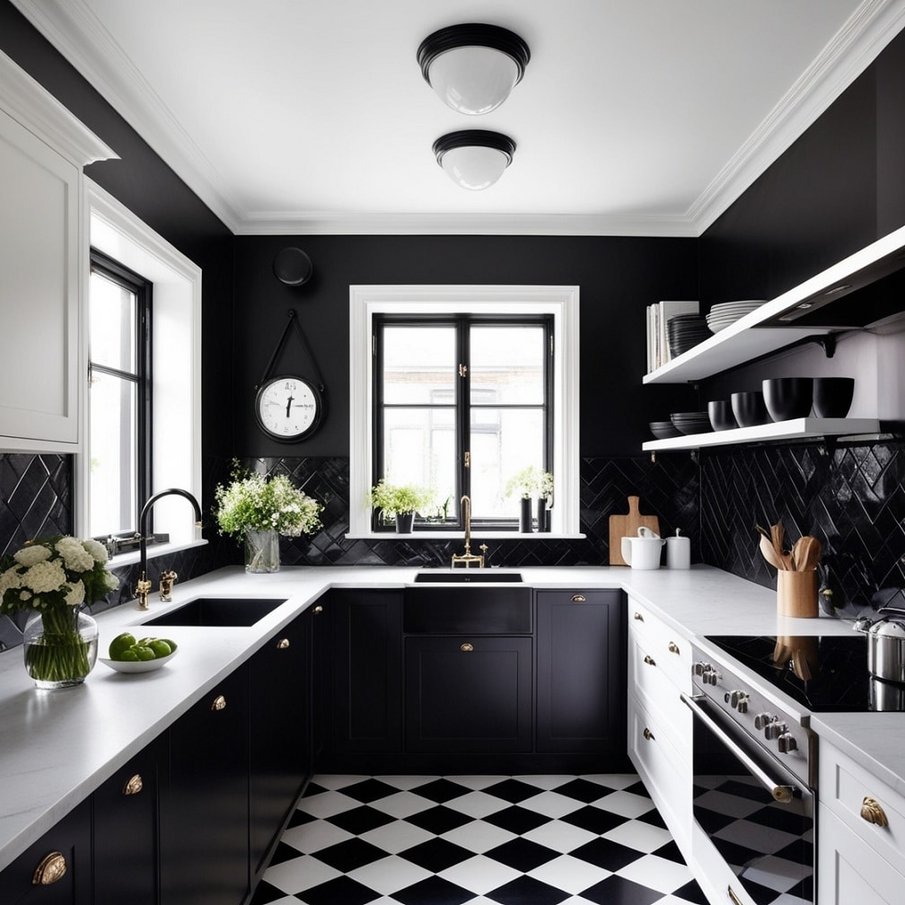 Black Walls with White Fixtures