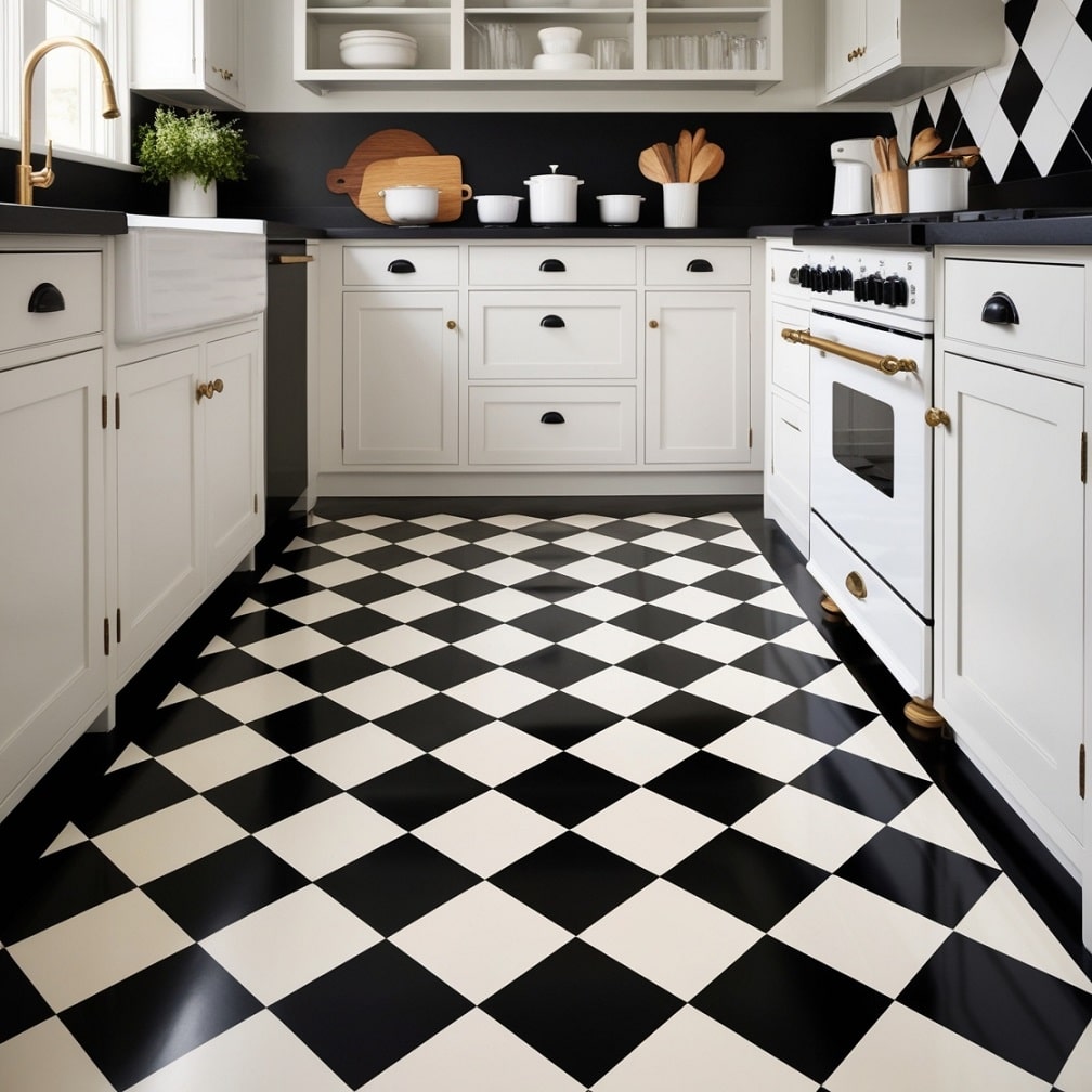 Black and White Checkerboard Flooring