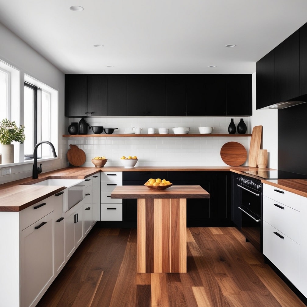 Black and White with Wood Accents