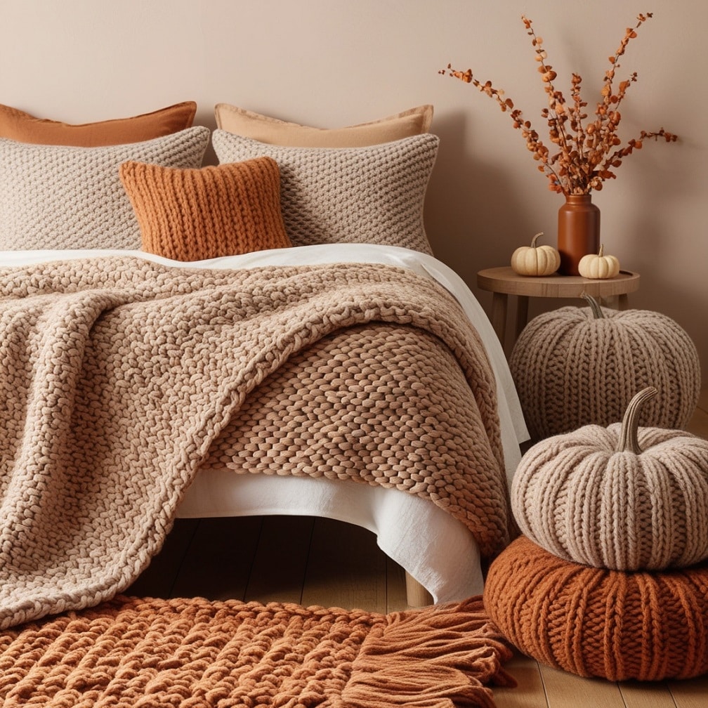 Cozy Knit Fall Bedroom