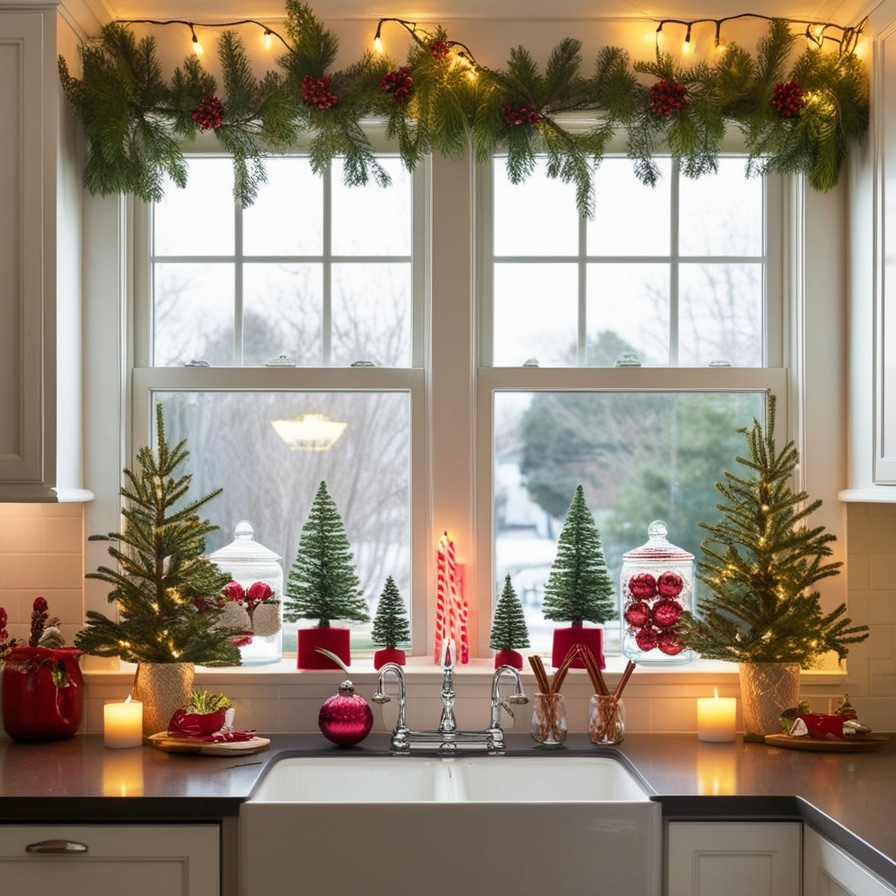 Festive Christmas Decor, Kitchen Window Sill Ideas