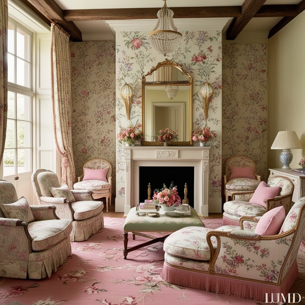 Floral Chintz Upholstery for Feminine Charm