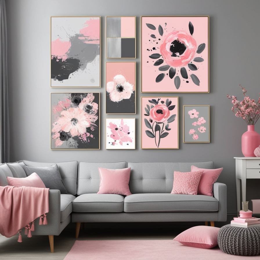 Grey and Pink Wall Art