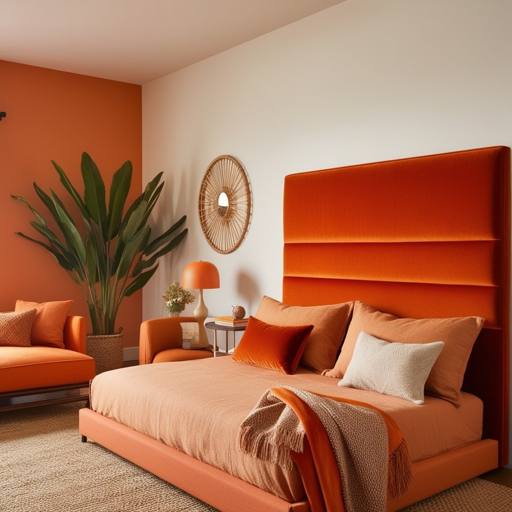 Orange Upholstered Headboard