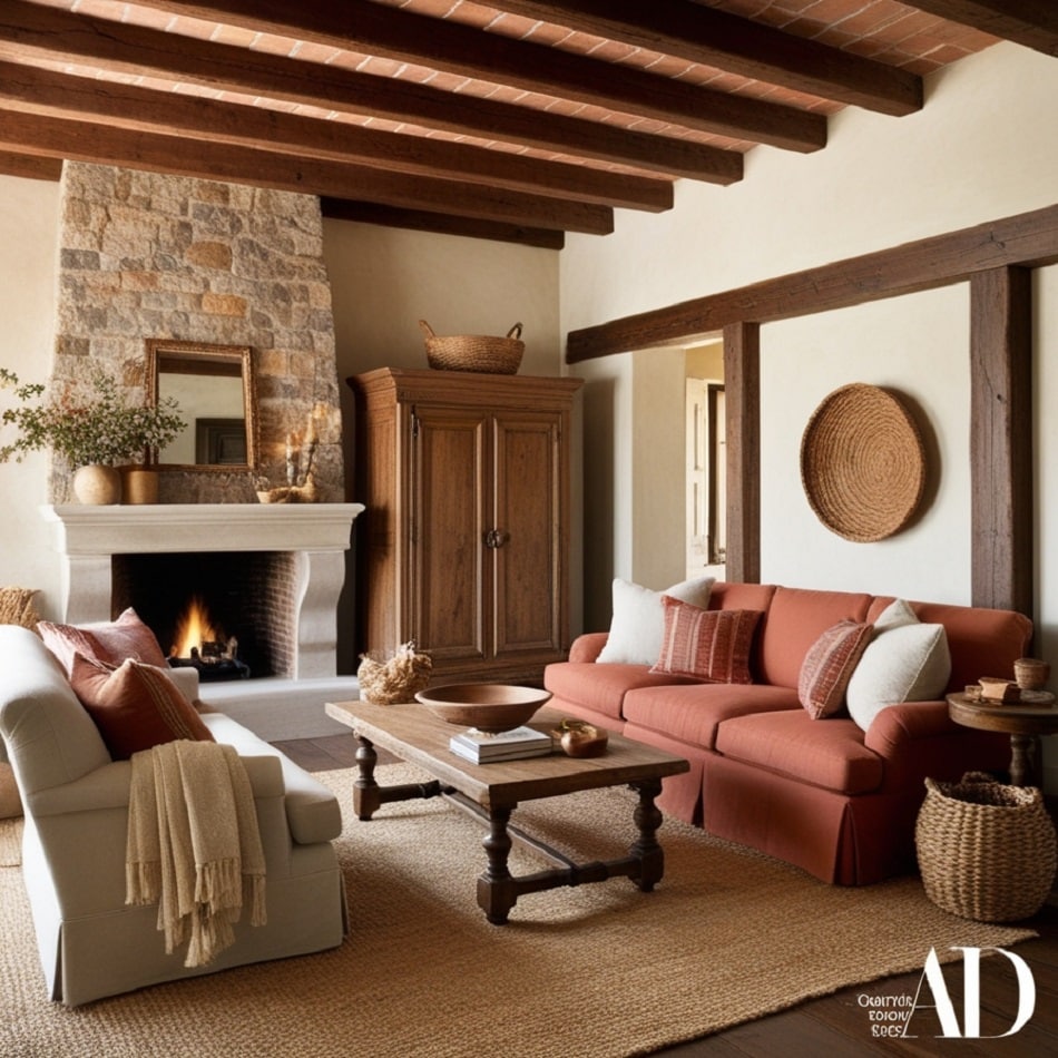 Rustic Elegance in Colonial Living Rooms