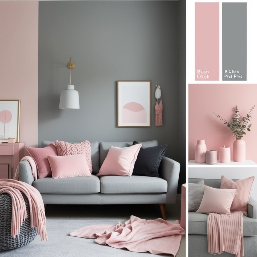 Soft Grey Walls Paired with Blush Pink Accents