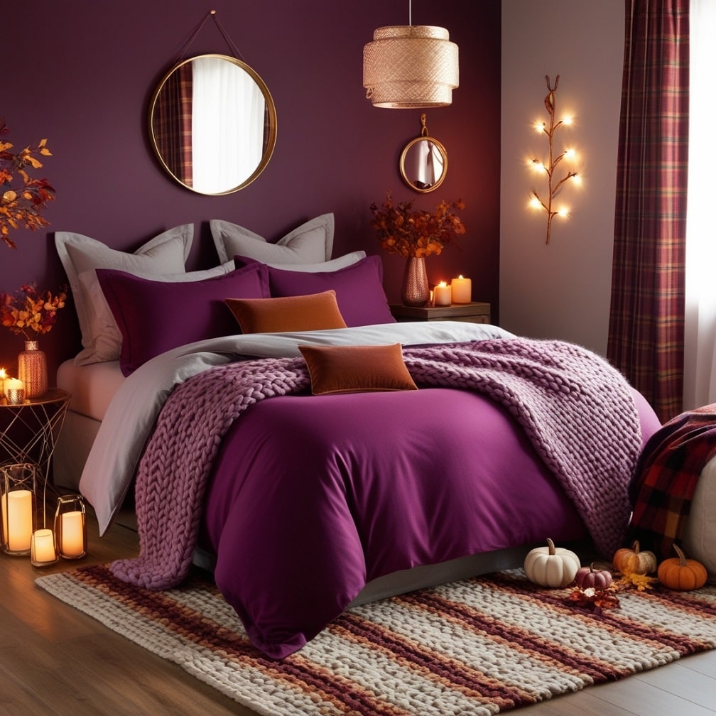 Vibrant Plum Fall Bedroom