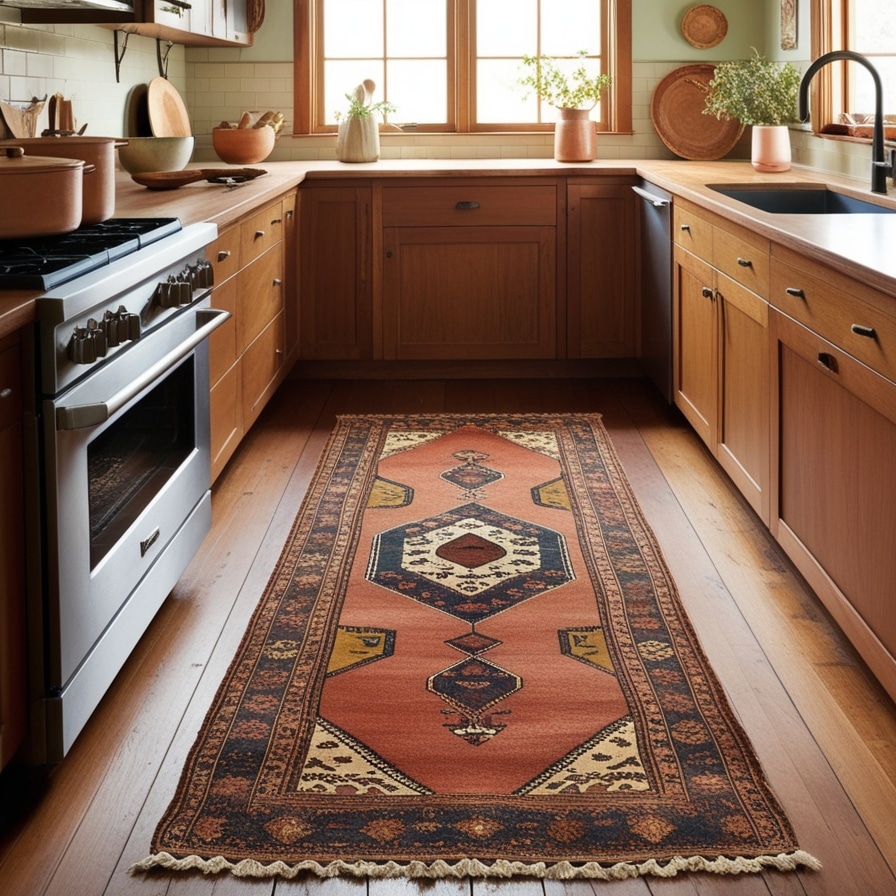 Vintage Rugs in Boho Kitchen