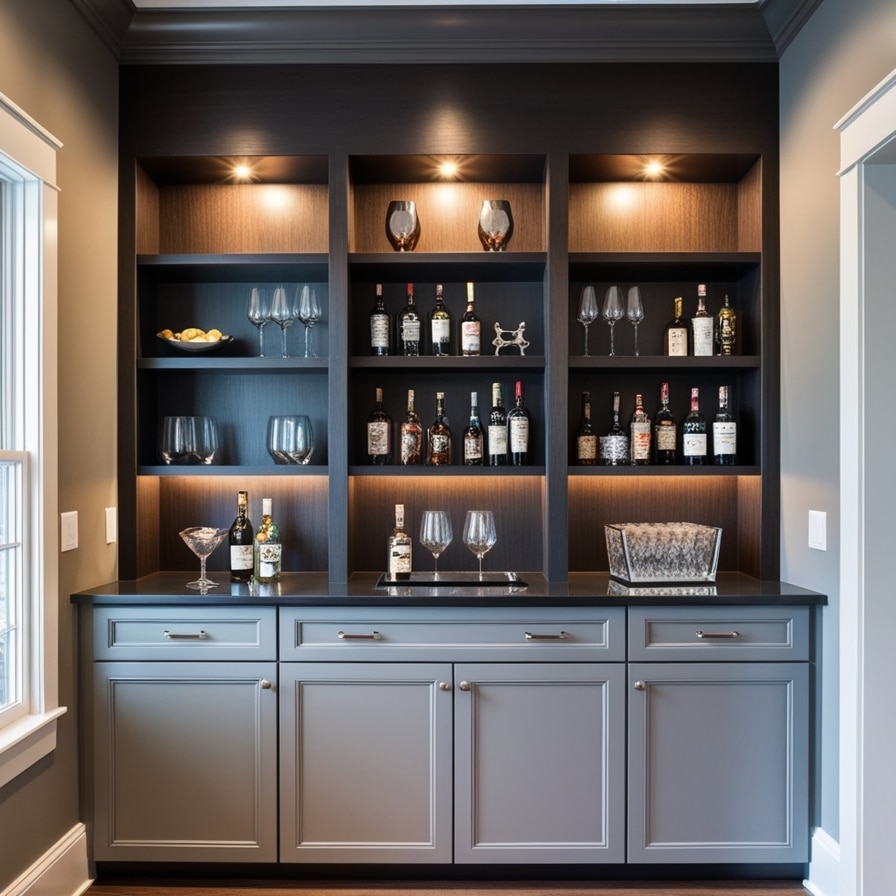 Built-In Bar Shelves