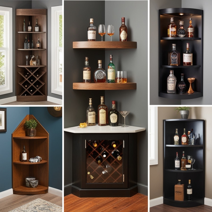 Corner Home Bar Shelf Ideas,