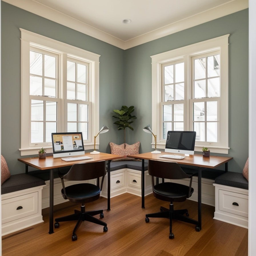 Desk in a Nook, Dual Desk Setup