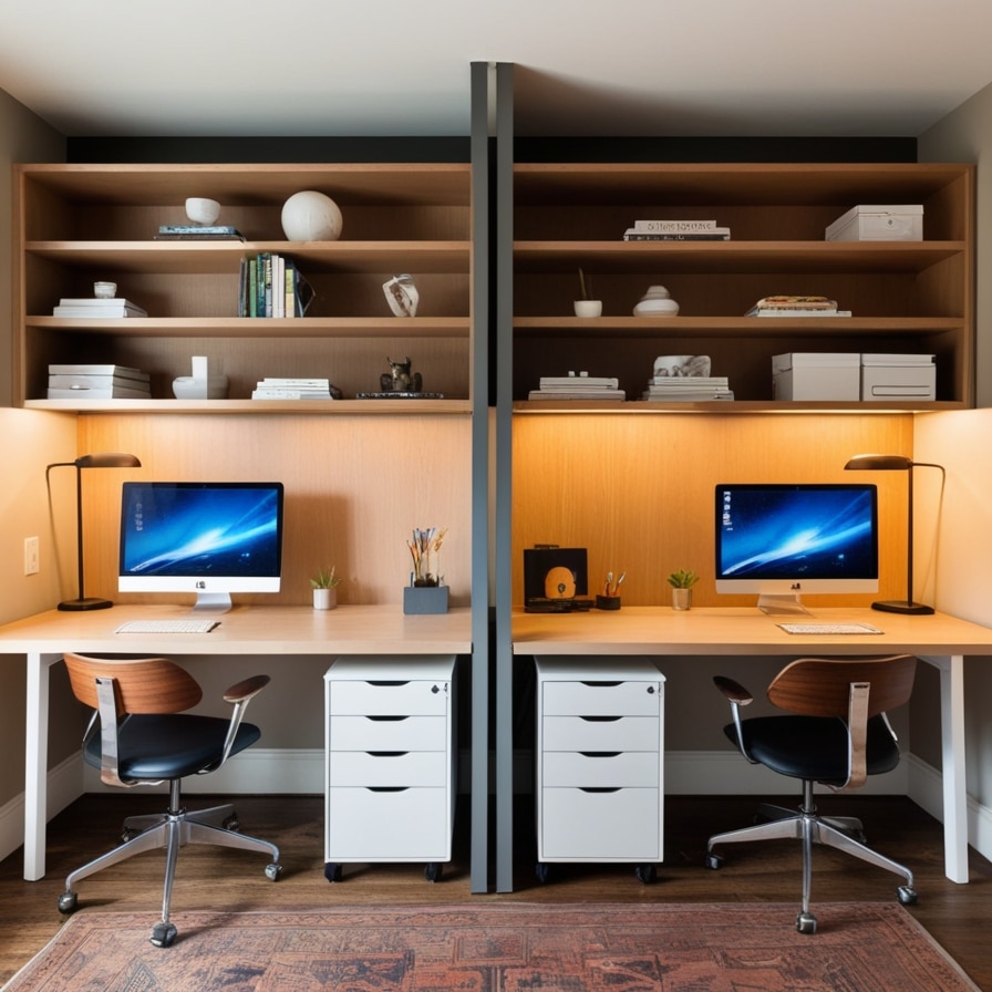 Desks Integrated into Shelving