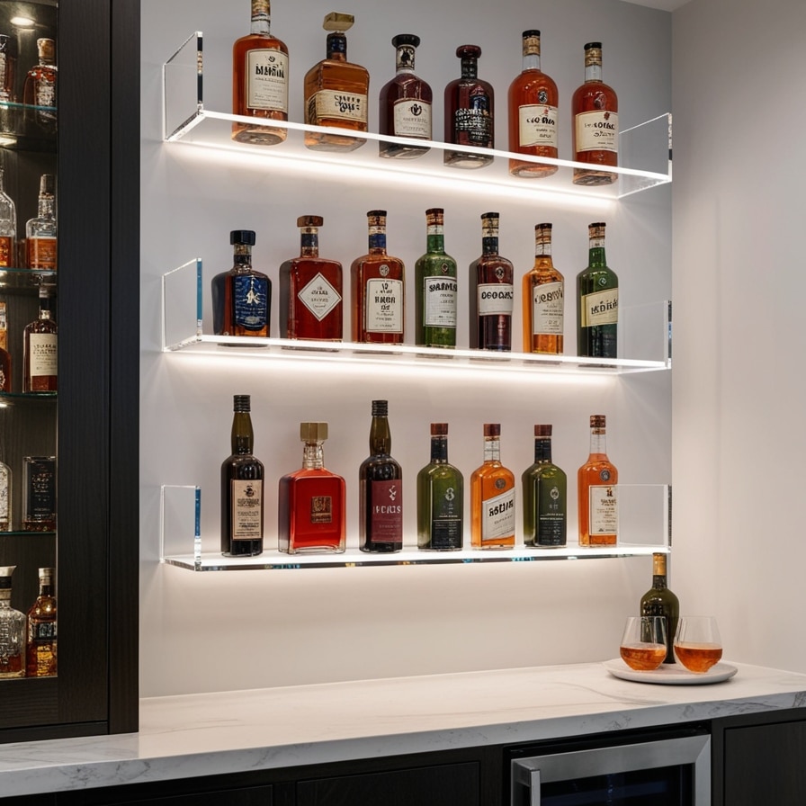 Floating Liquor Bottle Display