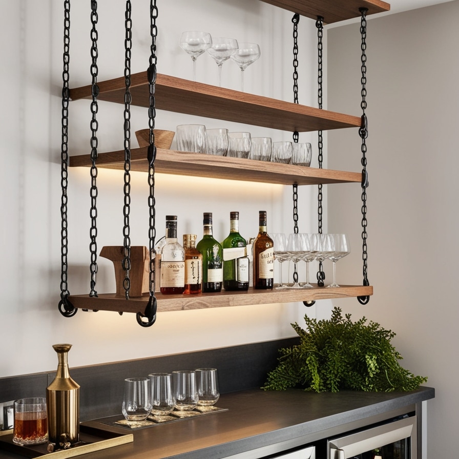 Hanging Home Bar Shelves